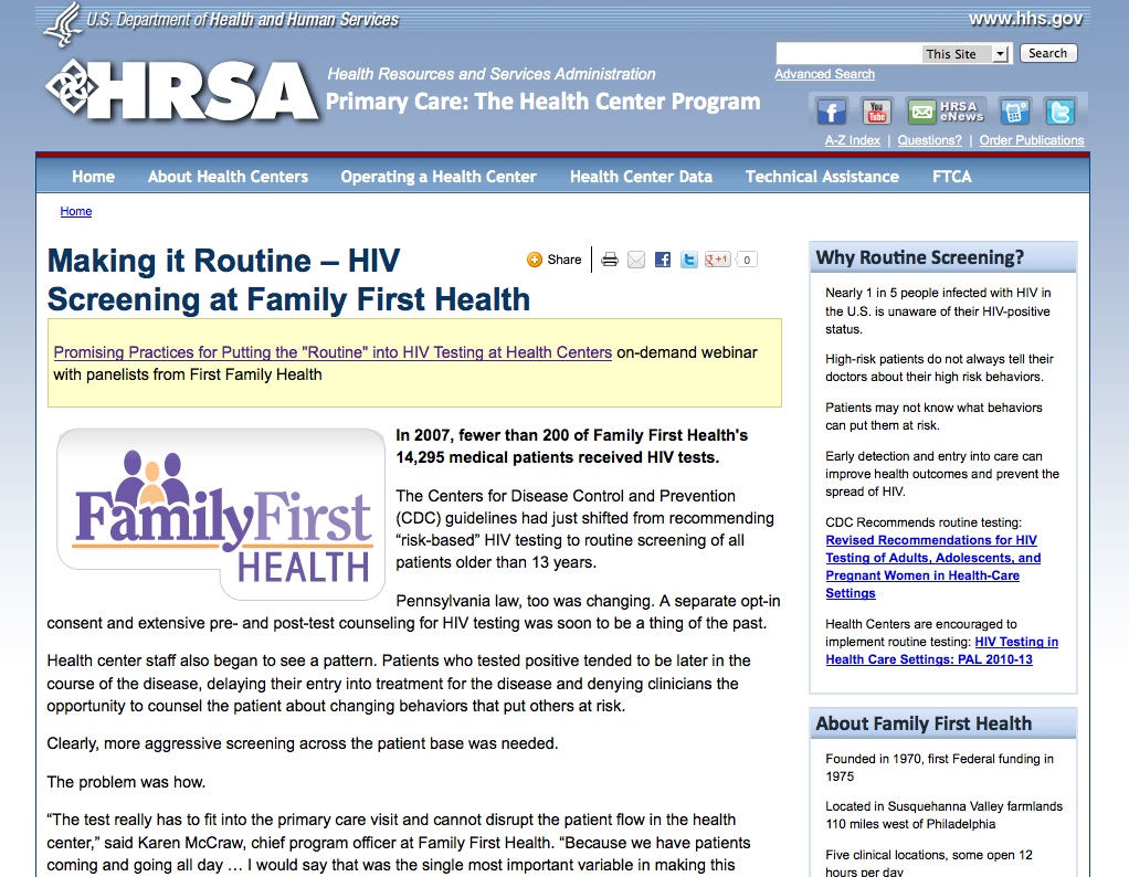 HRSA Family First Health Spotlight