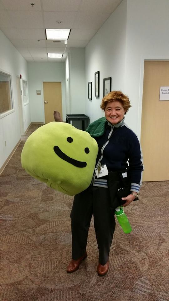 woman with giant plush