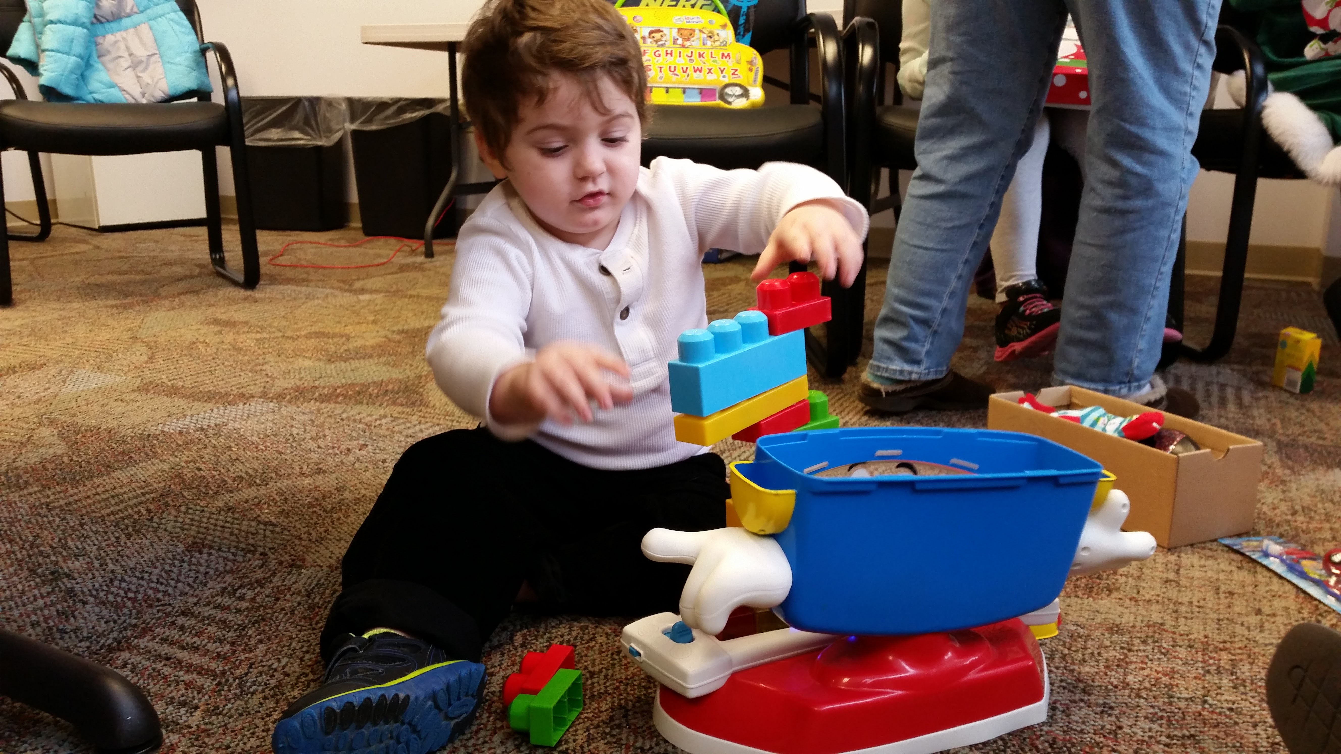 child playing with toys