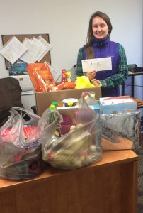 woman with donated food